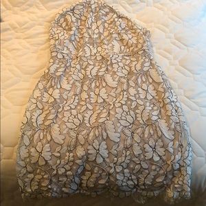 White and champagne lace dress